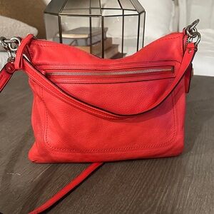 Coach poppy hippie Vibrant Red Crossbody Bag and handle